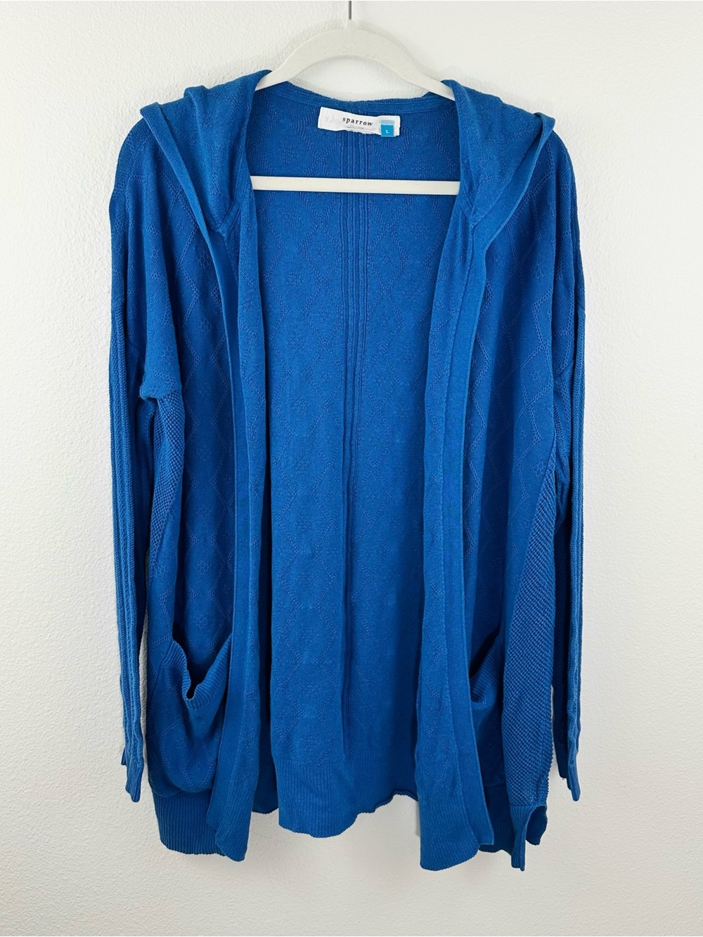 Anthropologie Sparrow Hooded Open-Front Women's Cardigan Size Large Linen Cotton